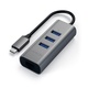 Satechi USB-C hubb av aluminium - 3 portar USB 3.0 + Nätverk Rymdgrå