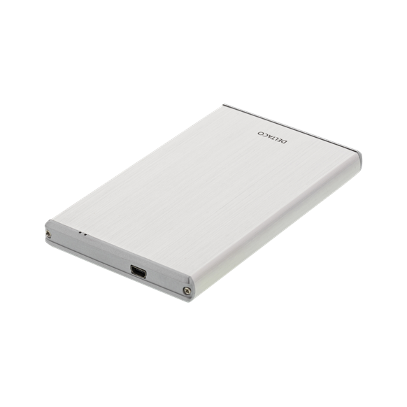 DELTACO externt kabinett för 1x2,5" SATA-hårddisk, SATA 6Gb/s, USB 3.0 - Silver