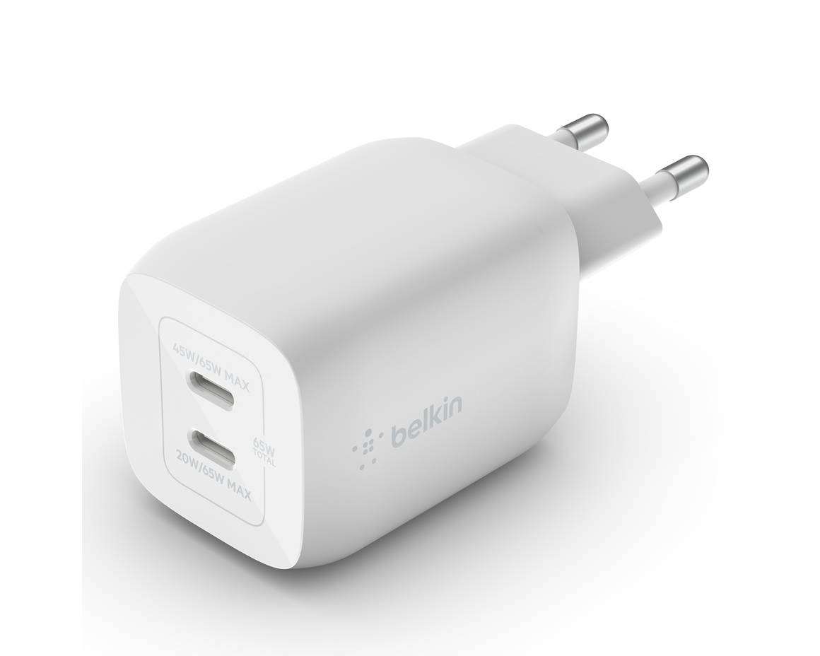 Belkin 65W PD PPS Dual USB-C GaN laddare