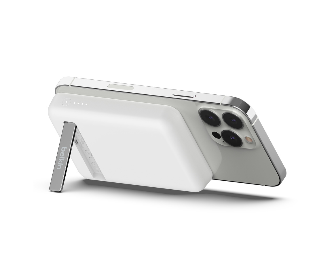 Belkin Qi2 MagSafe Powerbank med Kickstand 8000mAh - Vit