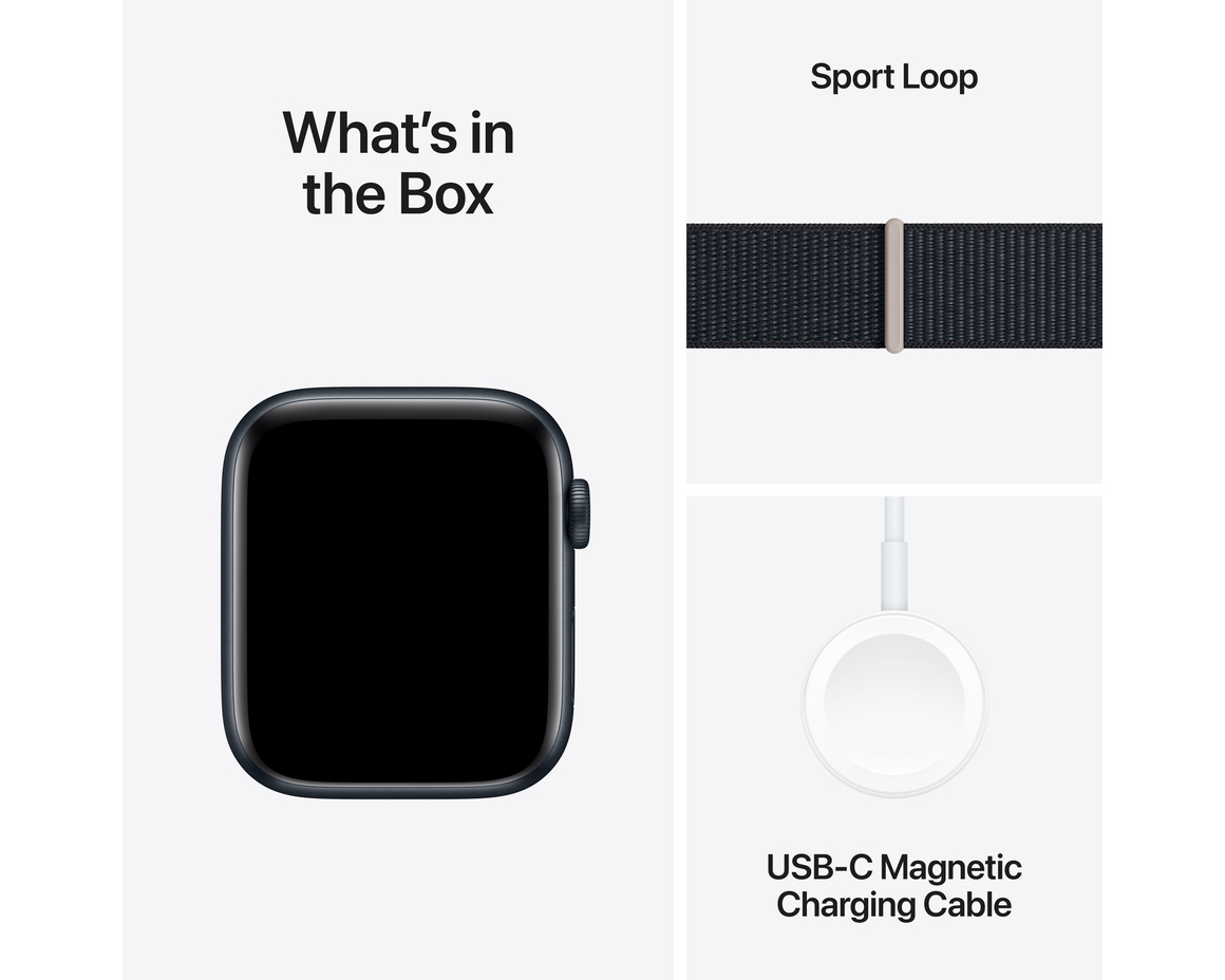 Apple Watch SE 2023 med Sportloop Midnatt 44mm GPS