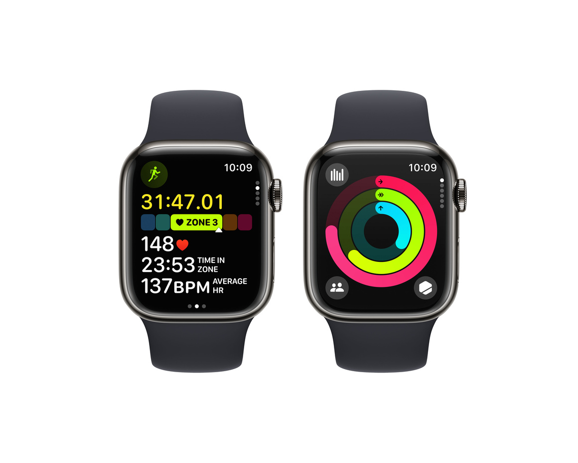 Apple Watch Series 9 Rostfri Stålboett Grafit 41mm S/M