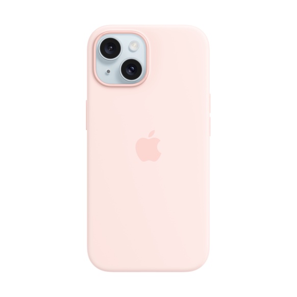Apple iPhone 15 Silikonskal med MagSafe Ljusrosa