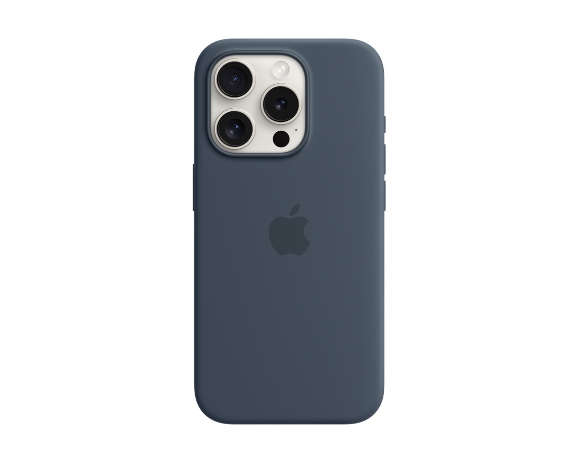 Apple iPhone 15 Pro Silikonskal med MagSafe Stormblå