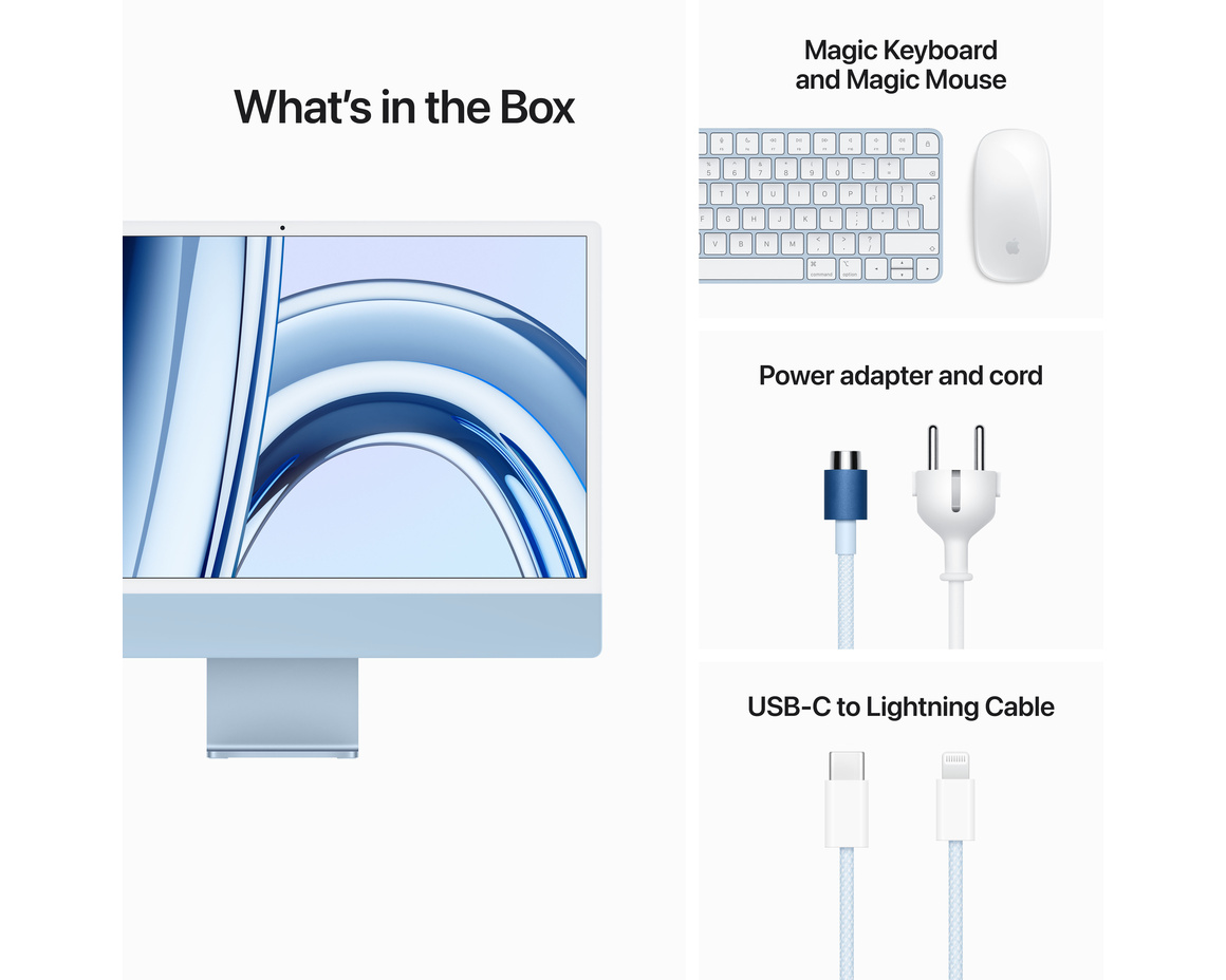 iMac 24 Retina 4.5K (2023) M3 8-core CPU, 8-core GPU/8GB/256GB SSD Blå