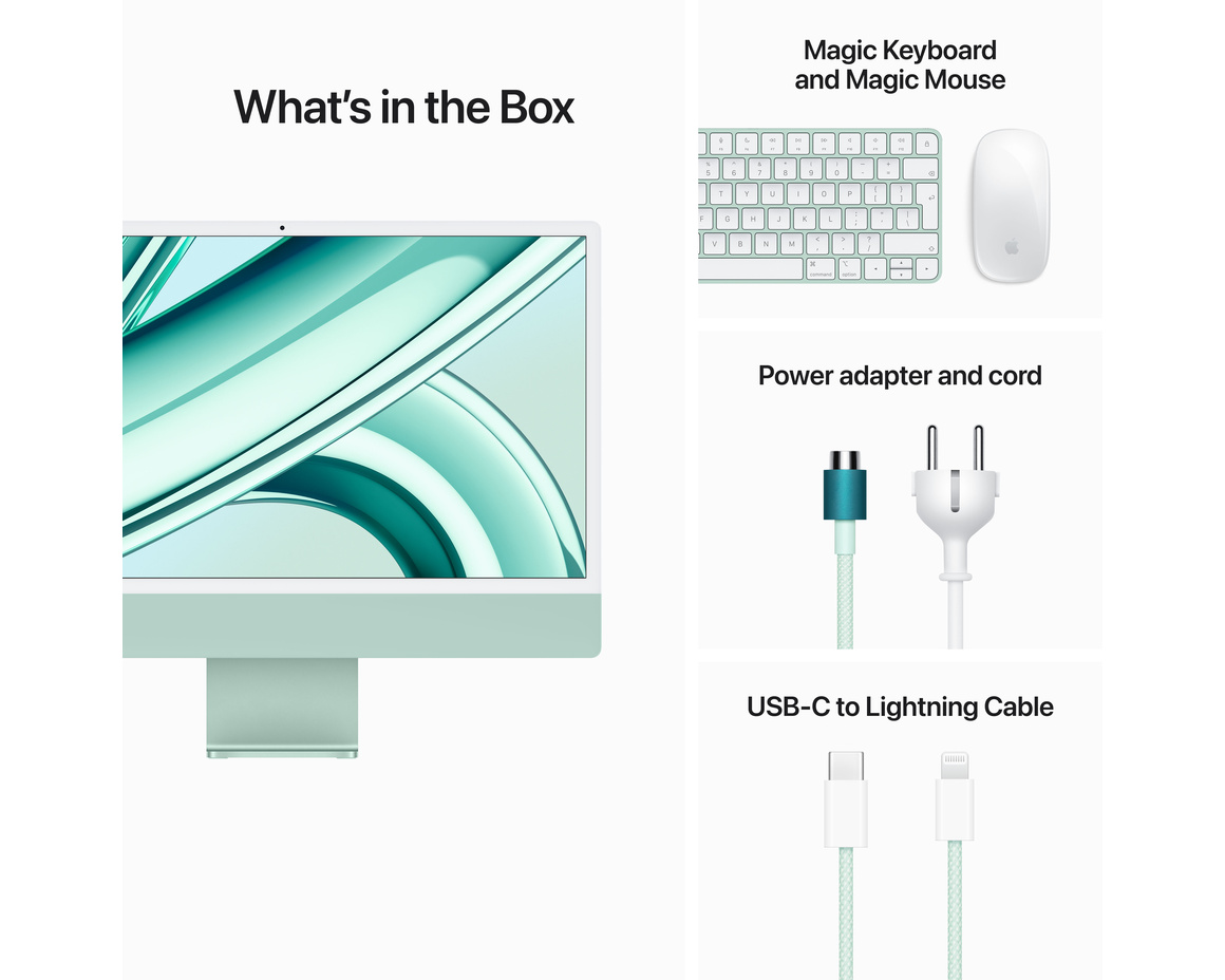 iMac 24 Retina 4.5K (2023) M3 8-core CPU, 8-core GPU/8GB/256GB SSD Grön