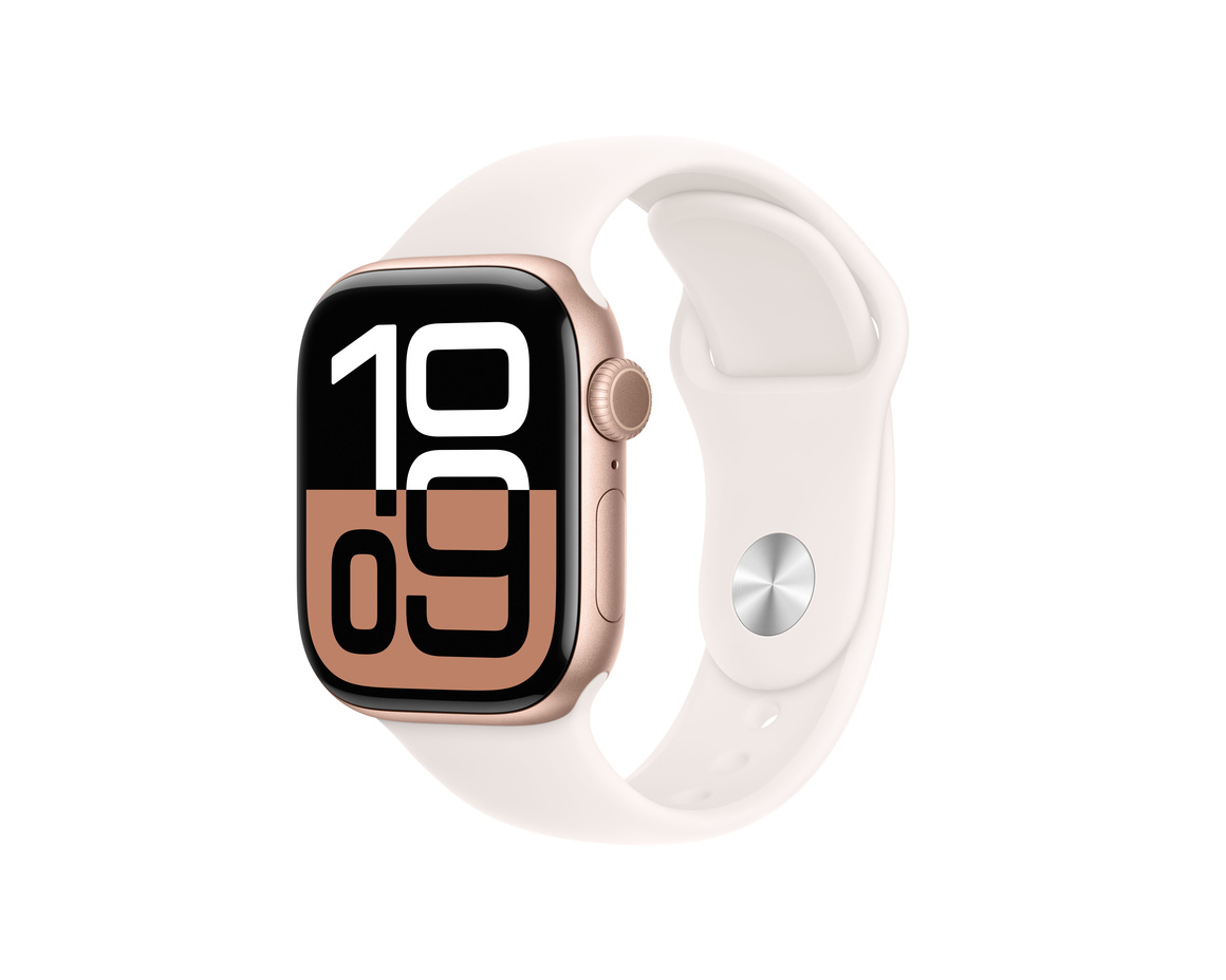 Apple Watch Series 10 GPS 42mm Roséguld Aluminiumboett med Rosé Sportband - S/M