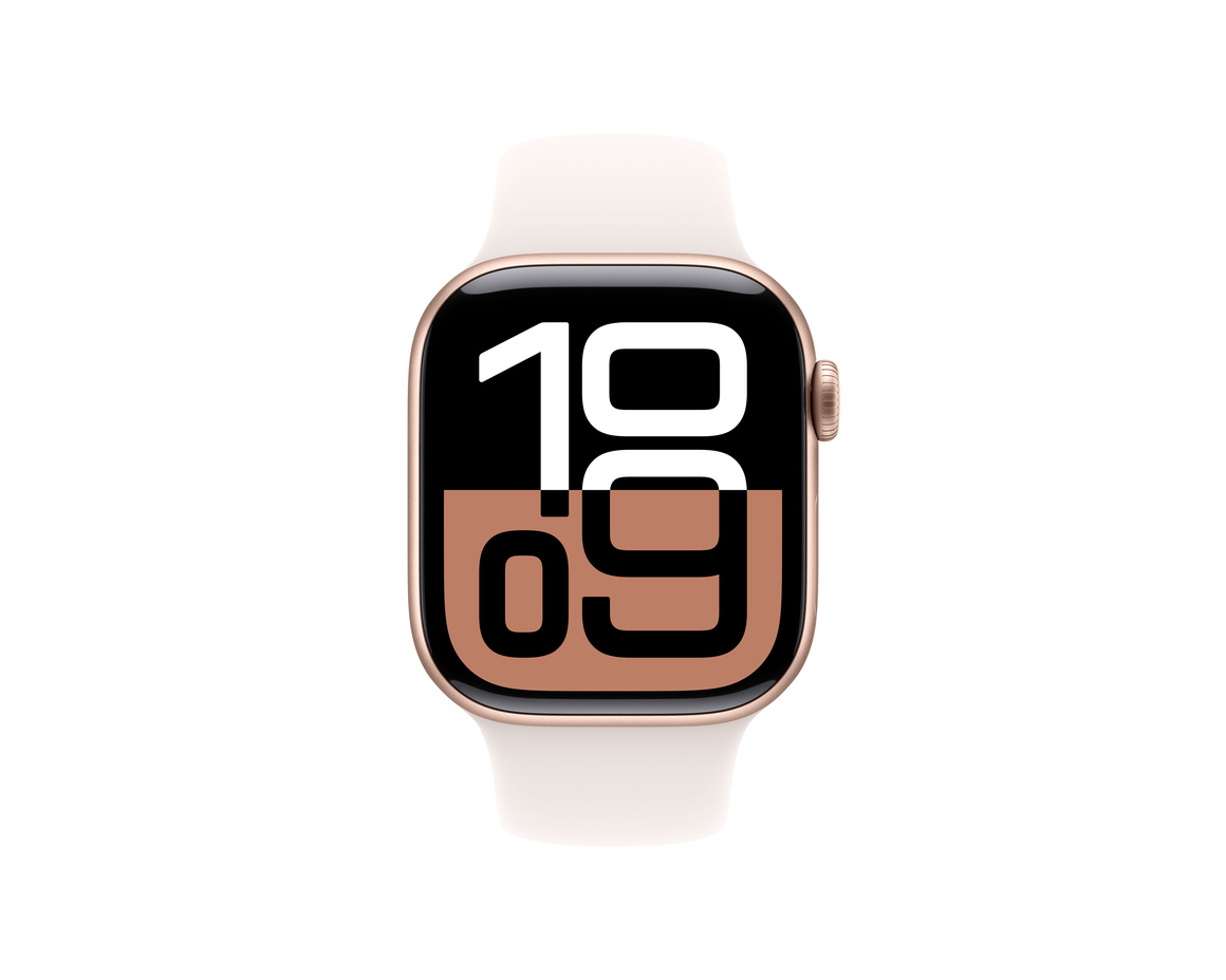 Apple Watch Series 10 GPS 42mm Roséguld Aluminiumboett med Rosé Sportband - S/M