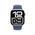 Apple Watch Series 10 GPS + Cellular 42mm Silver Aluminiumboett med Denim Sportband - S/M