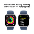 Apple Watch Series 10 GPS + Cellular 42mm Silver Aluminiumboett med Denim Sportband - S/M