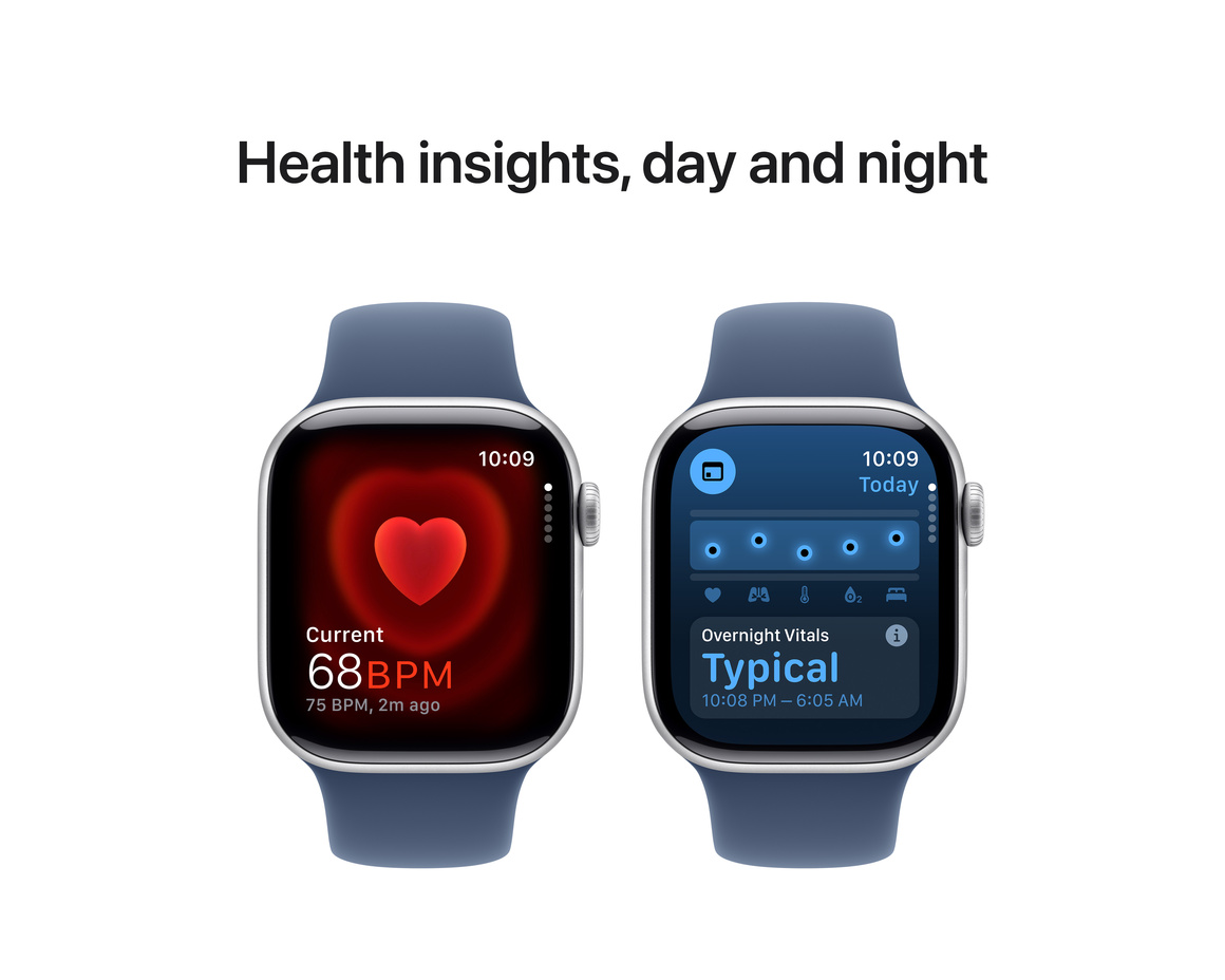 Apple Watch Series 10 GPS + Cellular 42mm Silver Aluminiumboett med Denim Sportband - S/M