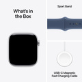 Apple Watch Series 10 GPS + Cellular 42mm Silver Aluminiumboett med Denim Sportband - S/M