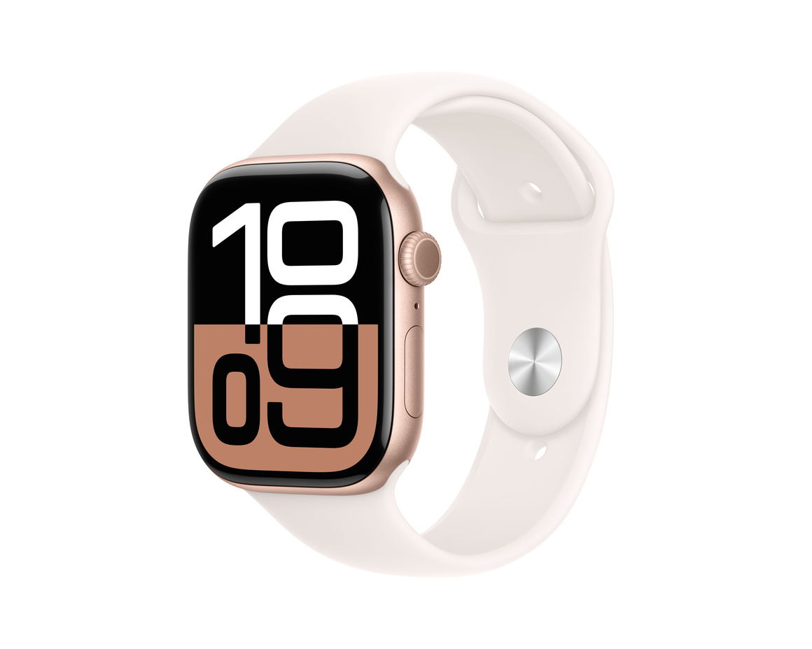 Apple Watch Series 10 GPS + Cellular 46mm Roséguld Aluminiumboett med Rosé Sportband - M/L