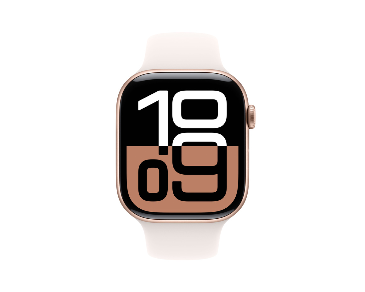 Apple Watch Series 10 GPS + Cellular 46mm Roséguld Aluminiumboett med Rosé Sportband - M/L