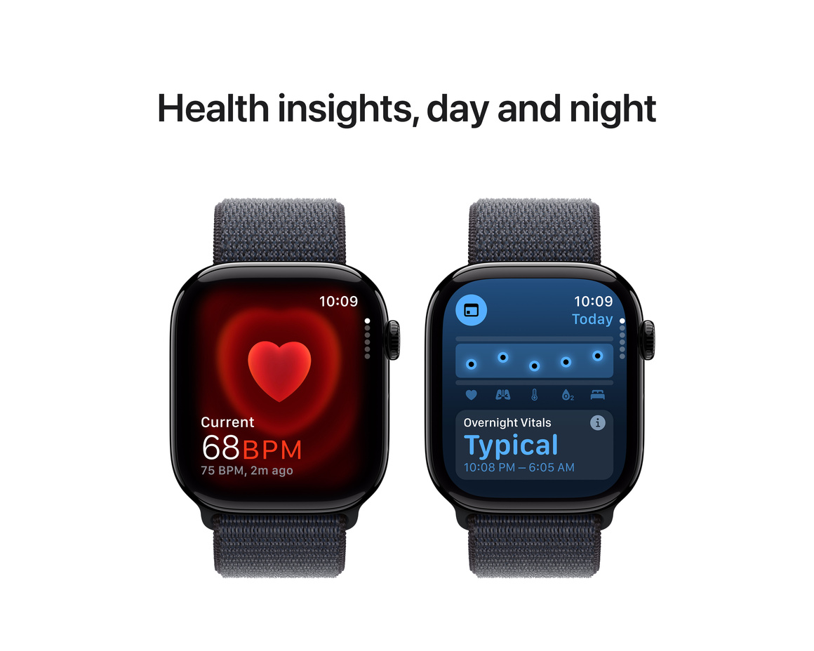 Apple Watch Series 10 GPS + Cellular 46mm Gagatsvart Aluminiumboett med Svartlila Sportloop