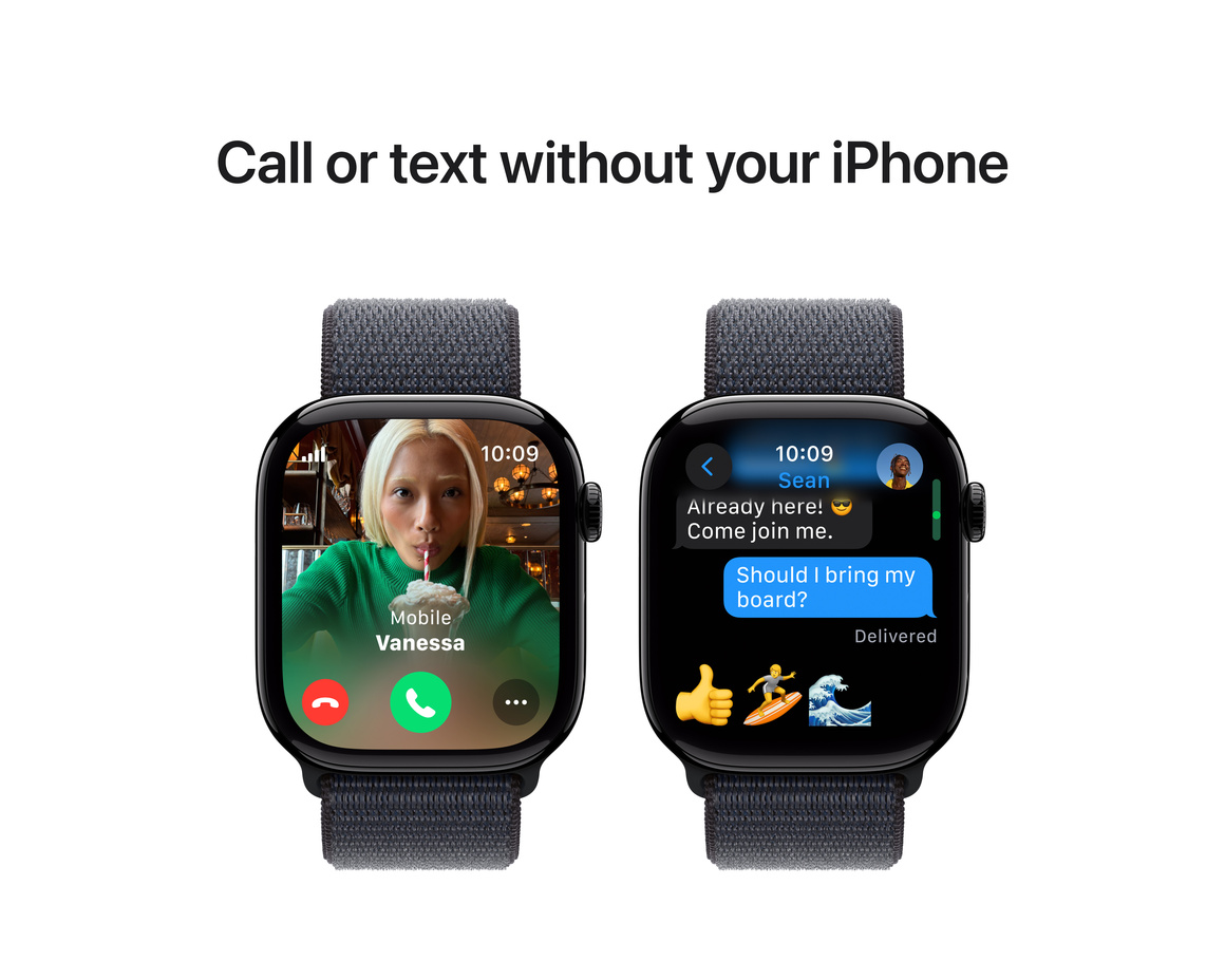 Apple Watch Series 10 GPS + Cellular 46mm Gagatsvart Aluminiumboett med Svartlila Sportloop