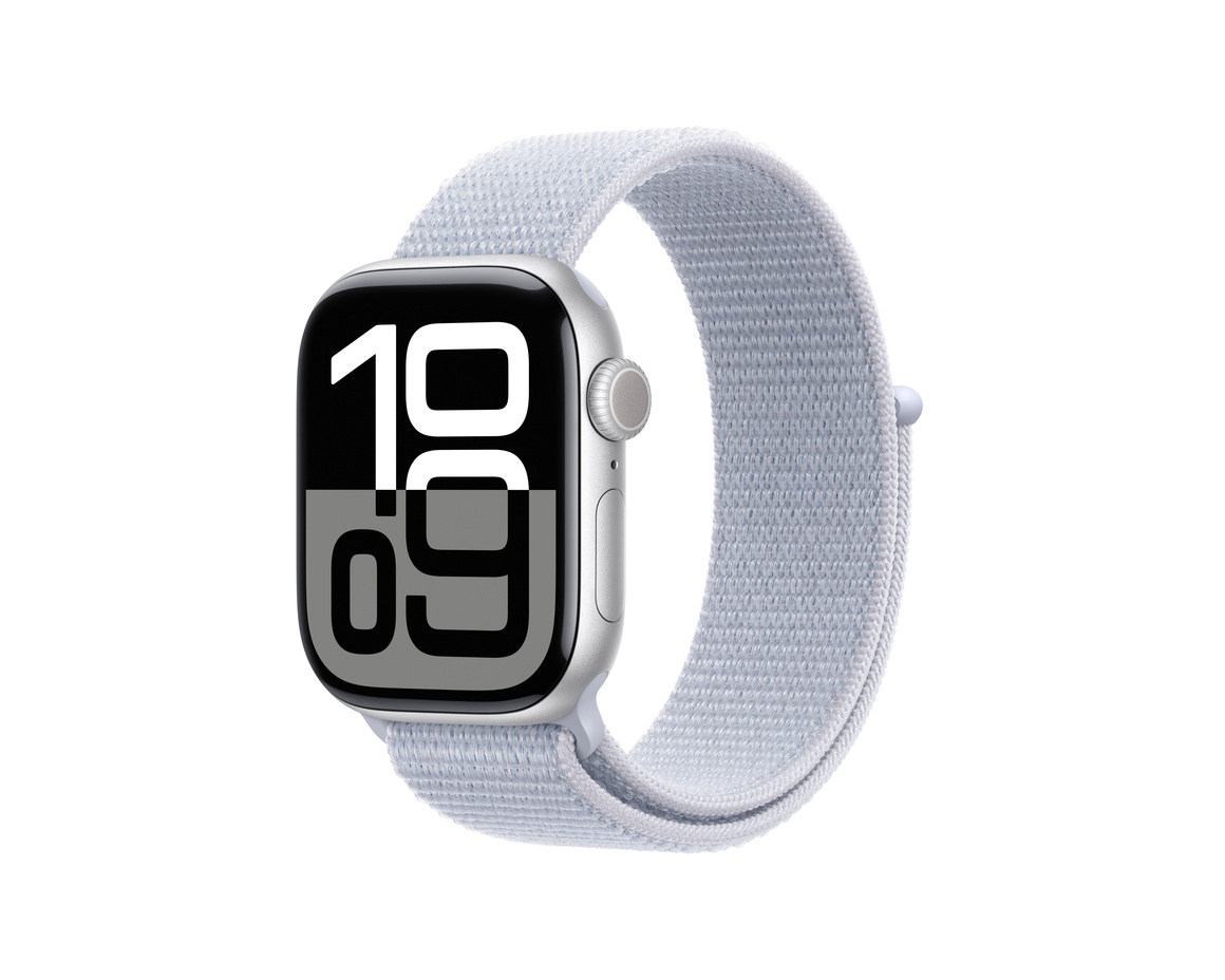 Apple Watch Series 10 GPS 42mm Silver Aluminiumboett med Dimblå Sportloop