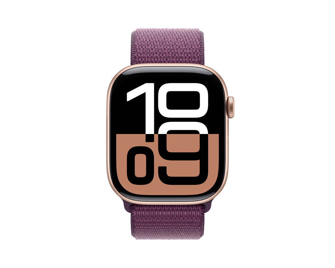 Apple Watch Series 10 GPS 46mm Roséguld Aluminiumboett med Plommon Sportloop