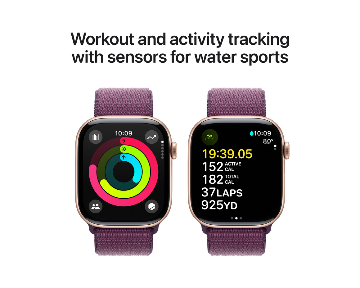 Apple Watch Series 10 GPS 46mm Roséguld Aluminiumboett med Plommon Sportloop