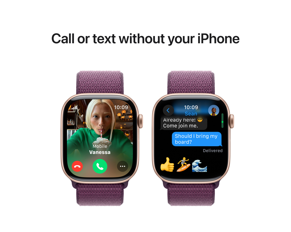 Apple Watch Series 10 GPS 46mm Roséguld Aluminiumboett med Plommon Sportloop