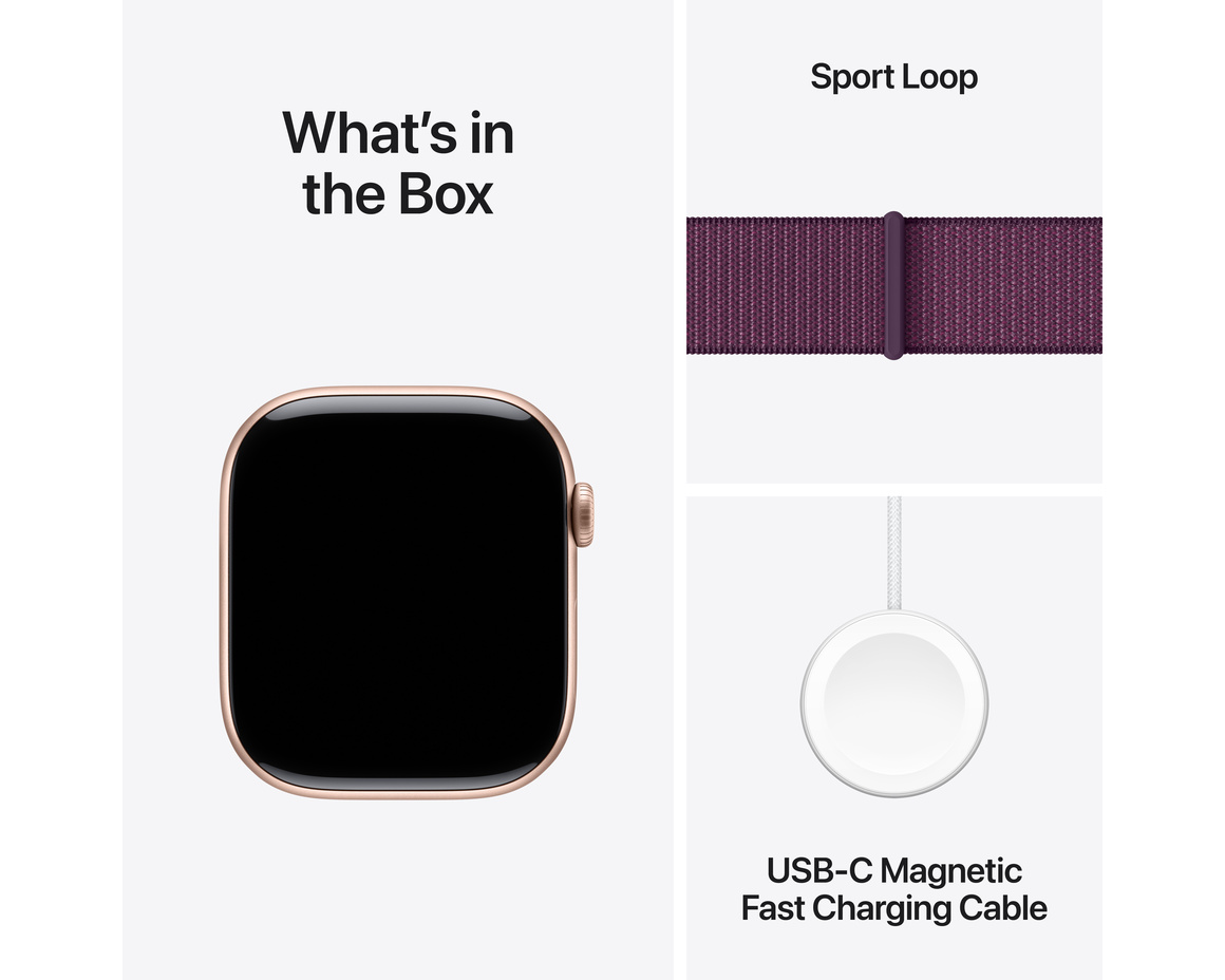 Apple Watch Series 10 GPS 46mm Roséguld Aluminiumboett med Plommon Sportloop