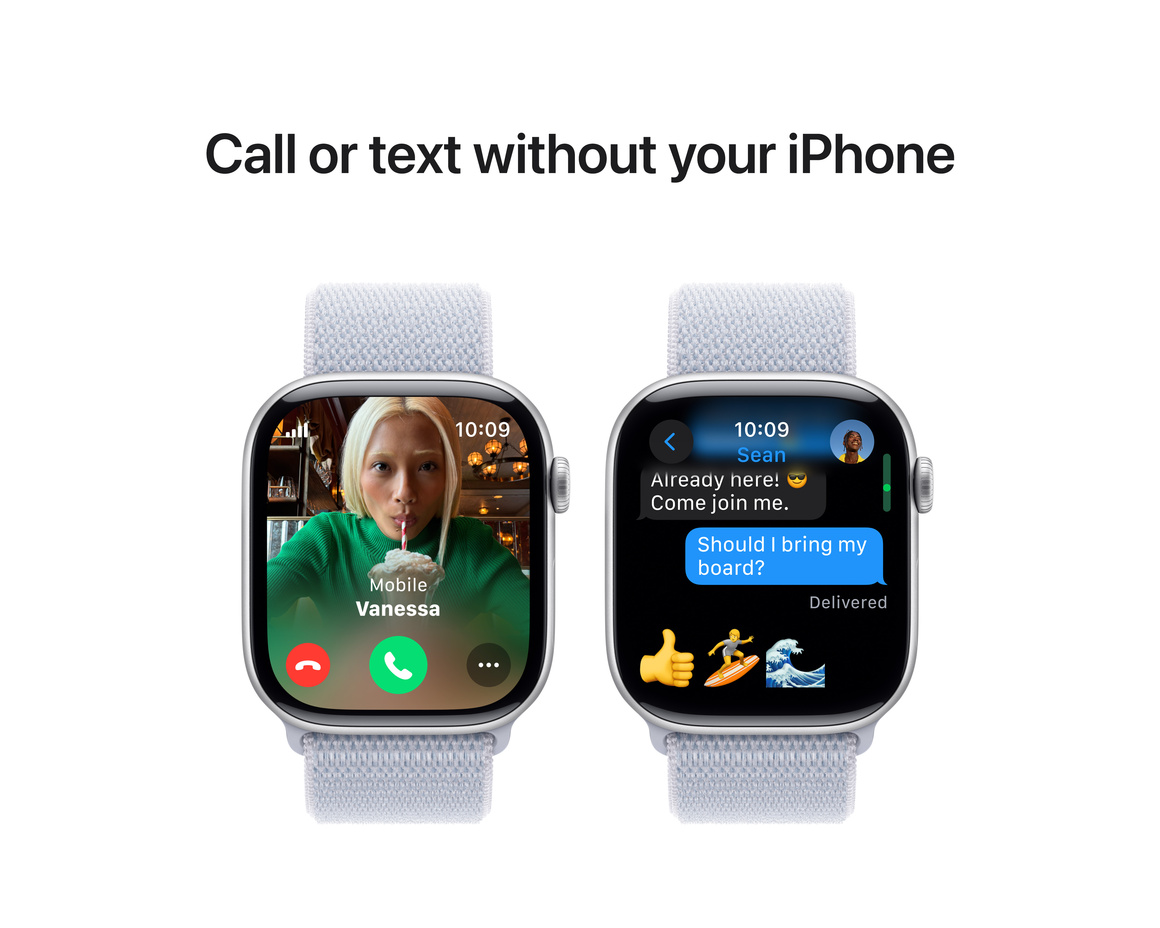 Apple Watch Series 10 GPS 46mm Silver Aluminiumboett med Dimblå Sportloop