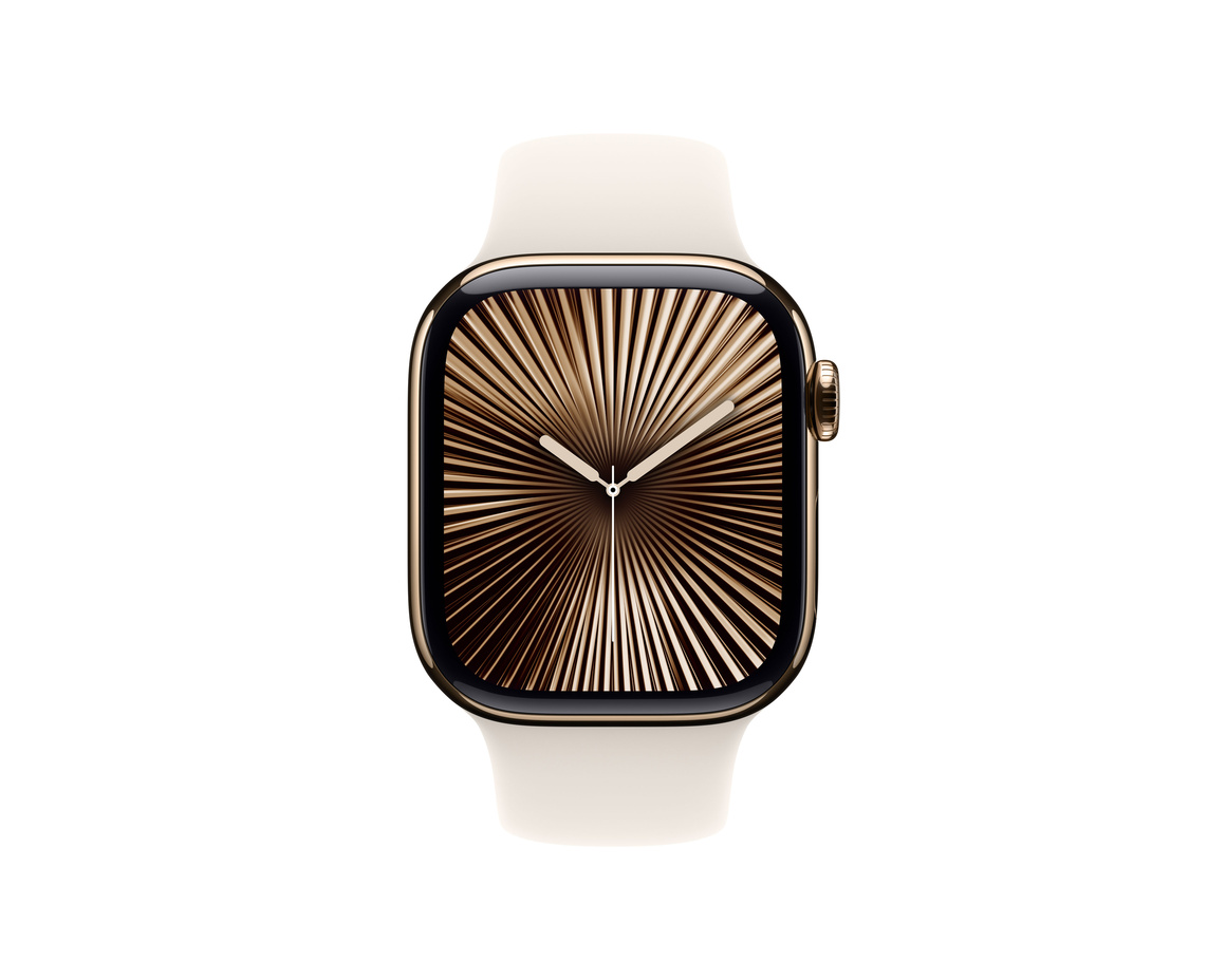 Apple Watch Series 10 GPS + Cellular 42mm Guld Titanboett med Stjärnglans Sportband - M/L
