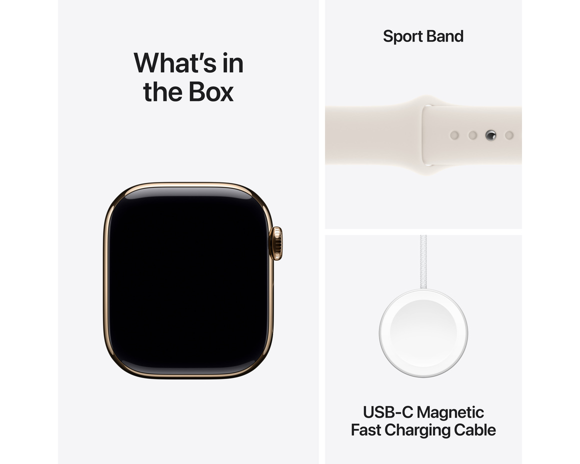 Apple Watch Series 10 GPS + Cellular 42mm Guld Titanboett med Stjärnglans Sportband - M/L
