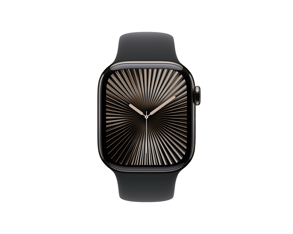 Apple Watch Series 10 GPS + Cellular 42mm Skiffer Titanboett med Svart Sportband - S/M