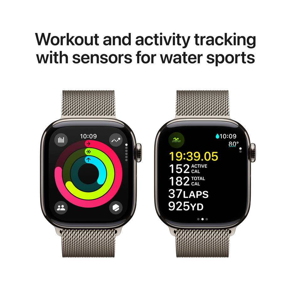 Apple Watch Series 10 GPS Cellular 42mm Naturlig Titanboett med Naturlig Milanesisk loop