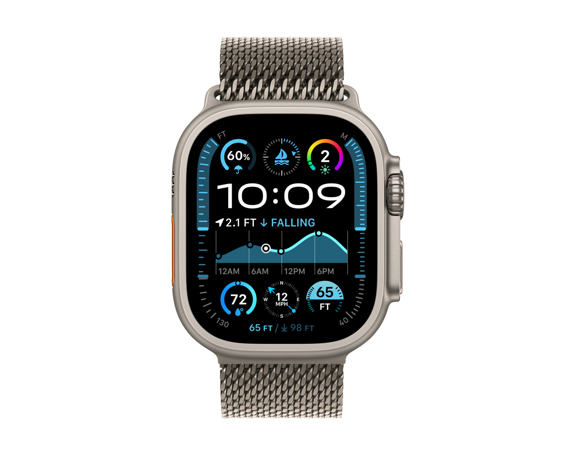 Apple Watch Ultra 2 GPS + Cellular 49mm Naturlig Titanboett med Naturlig titan Milanesisk loop Small