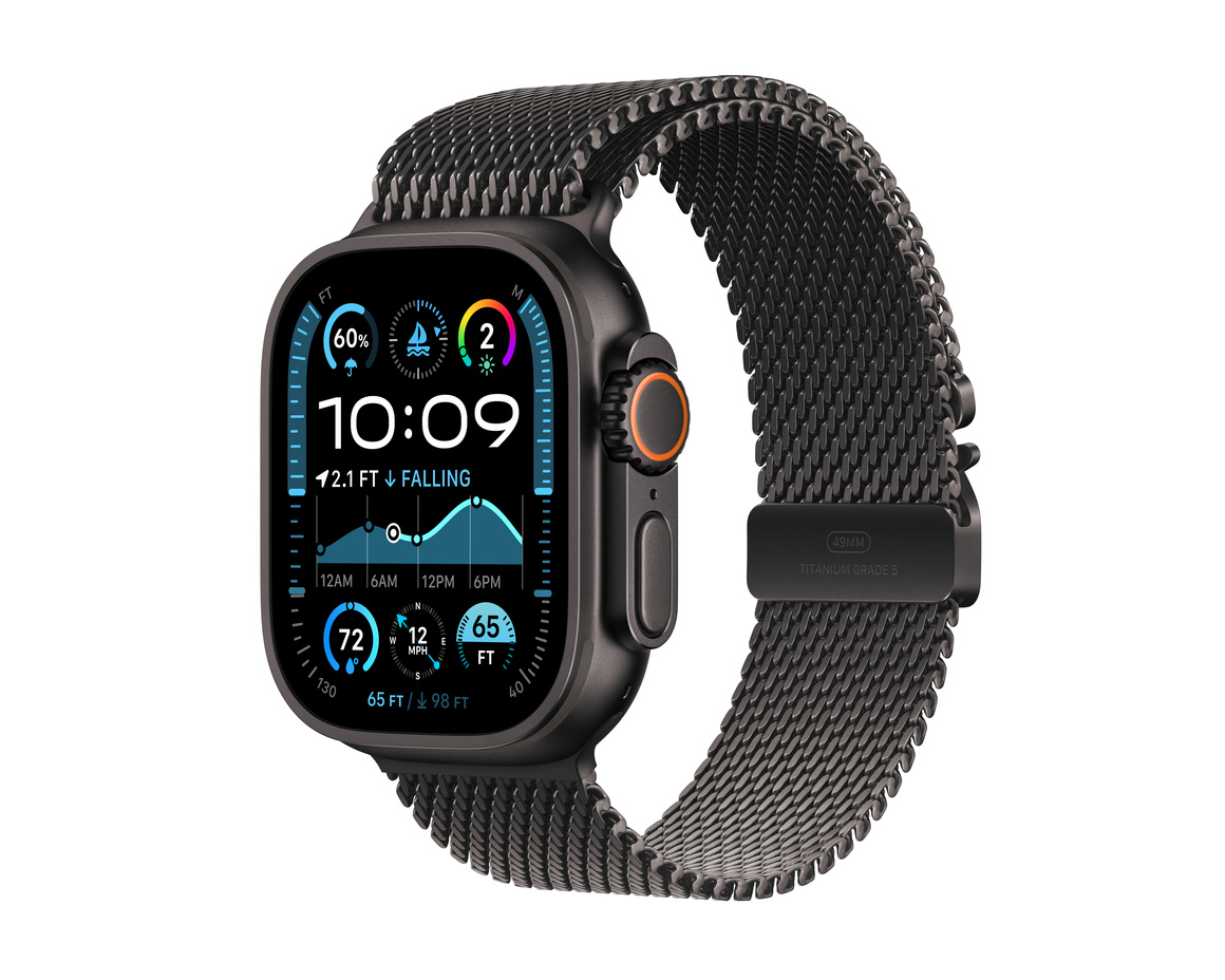 Apple Watch Ultra 2 GPS + Cellular 49mm Svart Titanboett med Svart Titan Milanesisk loop Large