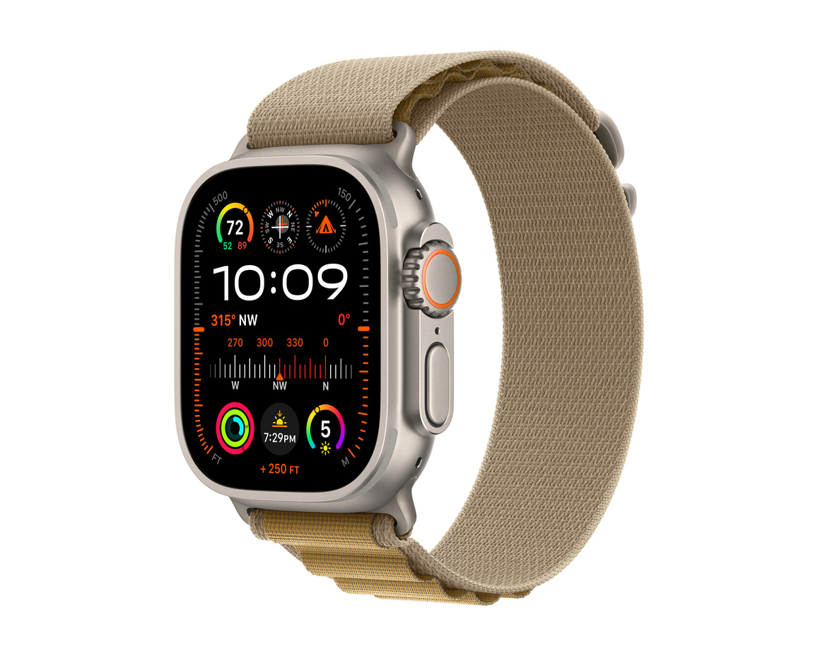 Apple Watch Ultra 2 GPS + Cellular 49mm Naturlig Titanboett med Ljusbrun Bergsloop - Small