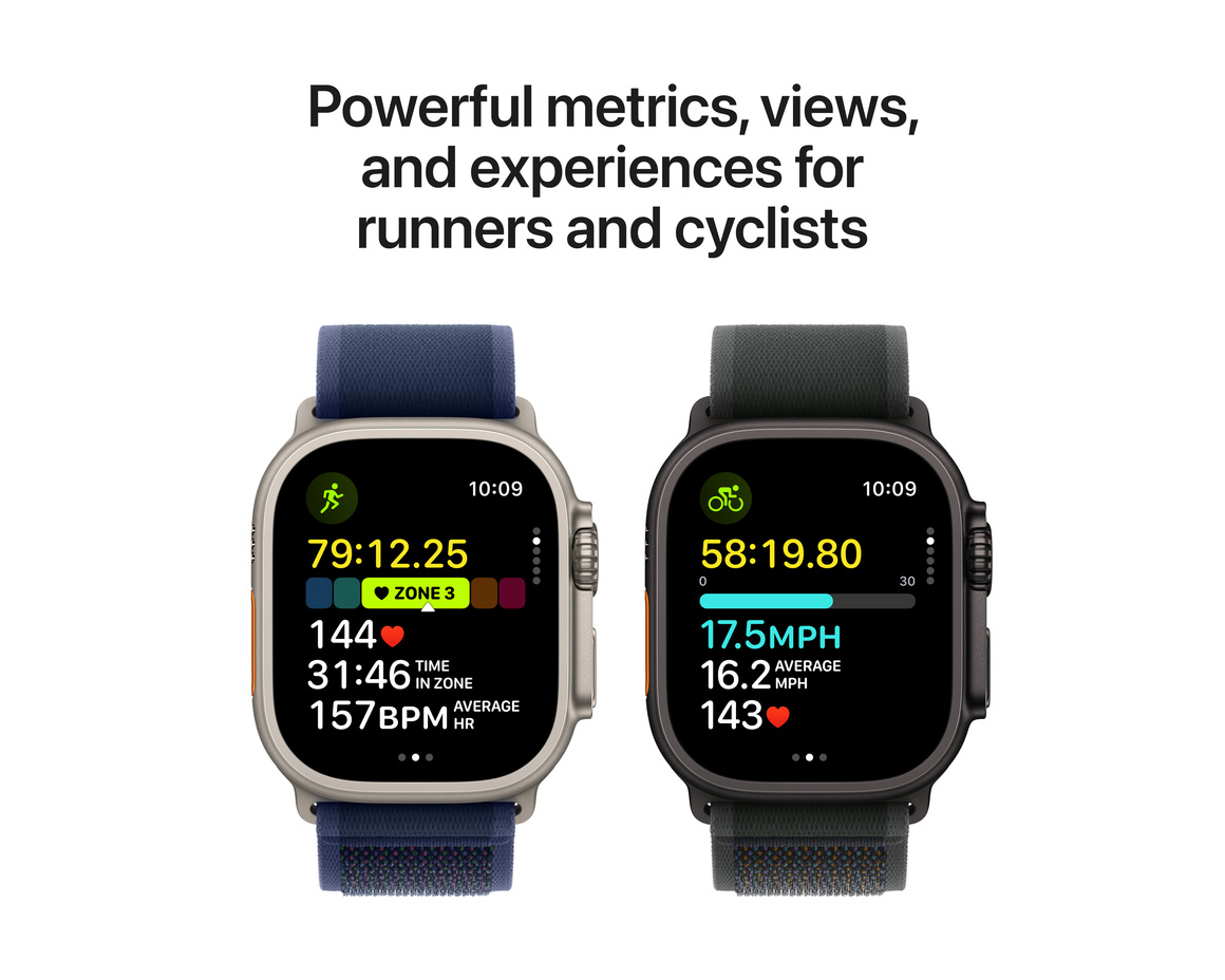 Apple Watch Ultra 2 GPS + Cellular 49mm Svart Titanboett med Mörkgrön Bergsloop - Small