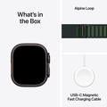 Apple Watch Ultra 2 GPS + Cellular 49mm Svart Titanboett med Mörkgrön Bergsloop - Small