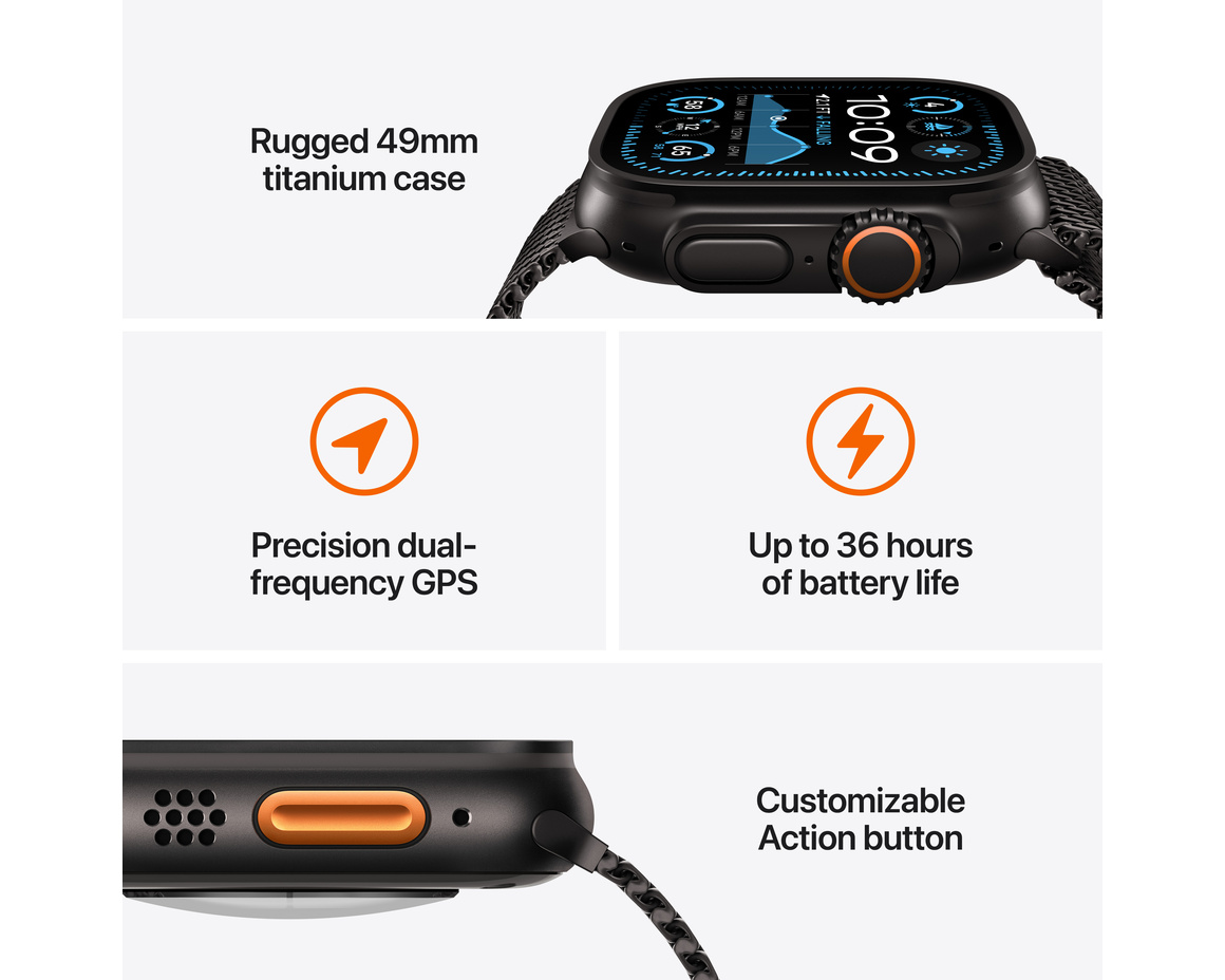 Apple Watch Ultra 2 GPS + Cellular 49mm Svart Titanboett med Svart havsband