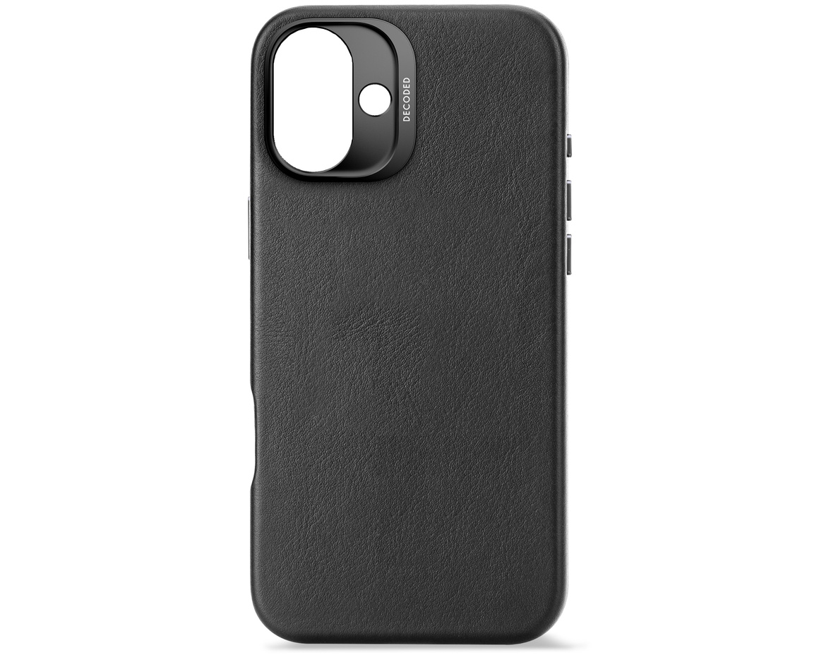 Decoded - Leather Backcover till iPhone 16 Plus Svart