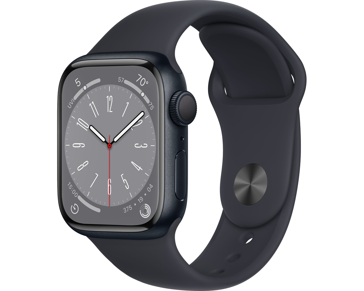 Apple Watch Series 8 GPS + Cellular 41mm Midnatt Aluminiumboett med Midnatt Sport Band - Regular