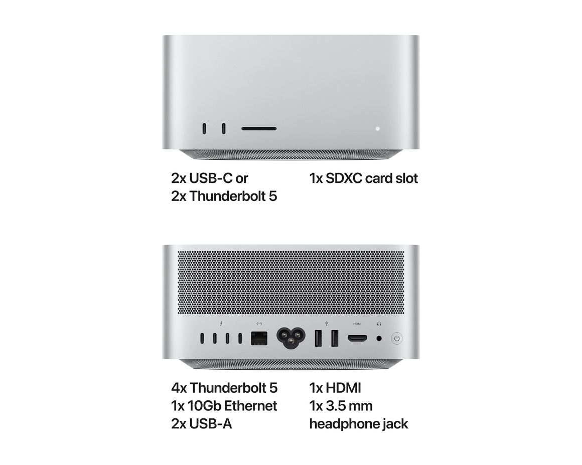 Mac Studio: Apple M3 Ultra chip med 28‑core CPU, 60‑core GPU, 96GB, 1TB