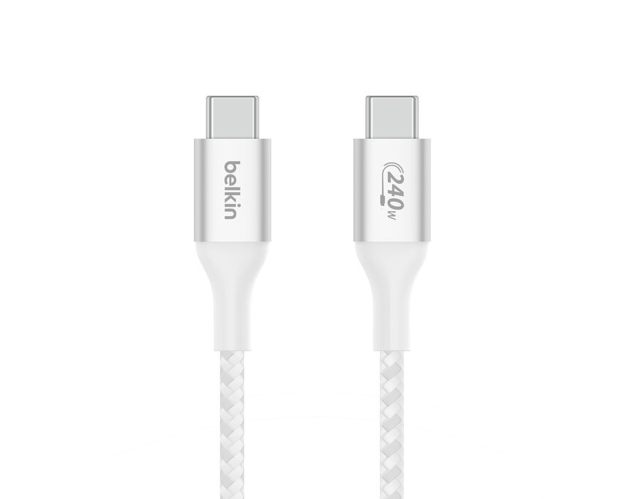 Belkin USB-C till USB-C 240w 2.0 PCR Flätad Kabel Vit 1 m