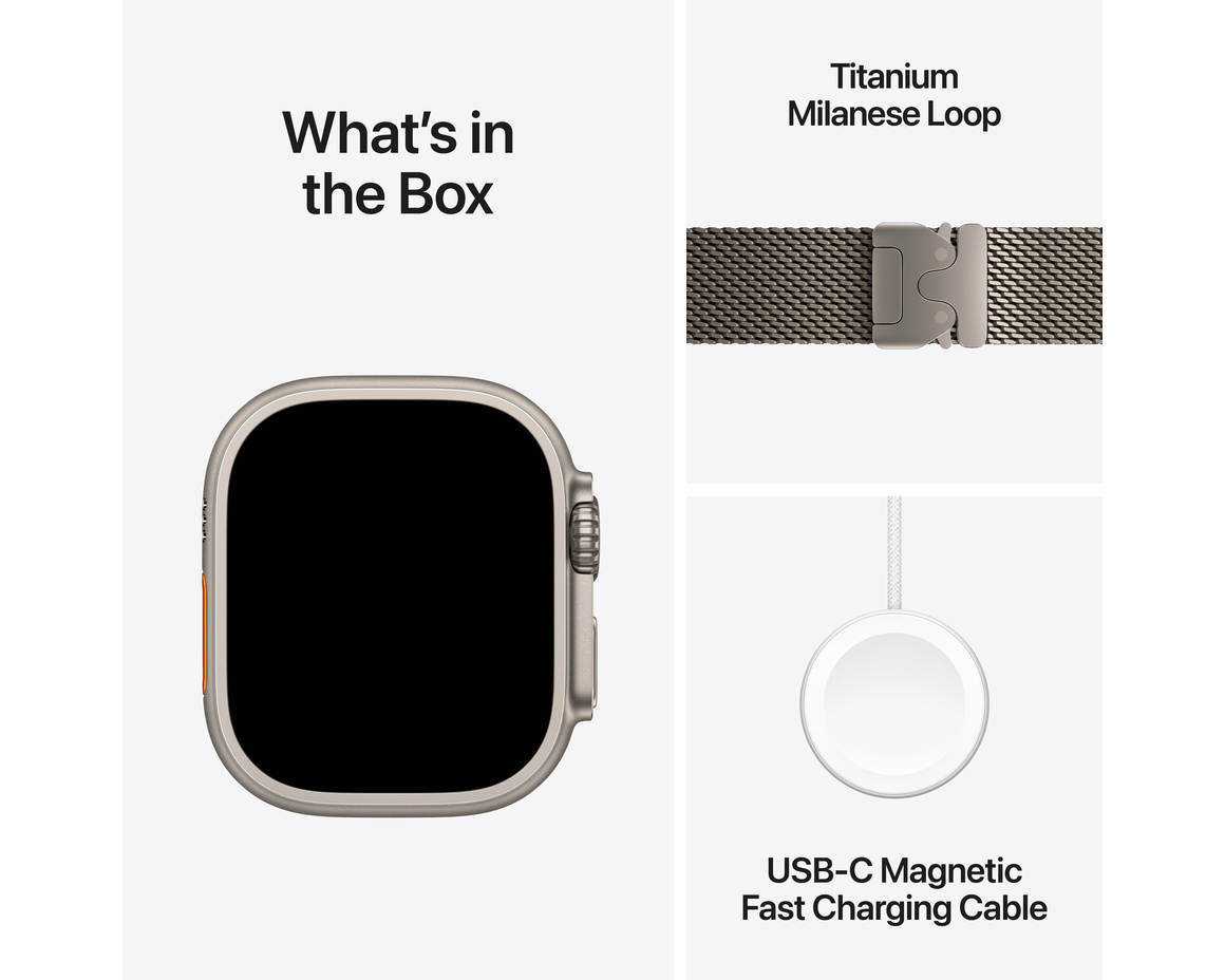 Apple Watch Ultra 3 GPS + Cellular 49mm med Milanese Loop Naturlig Small