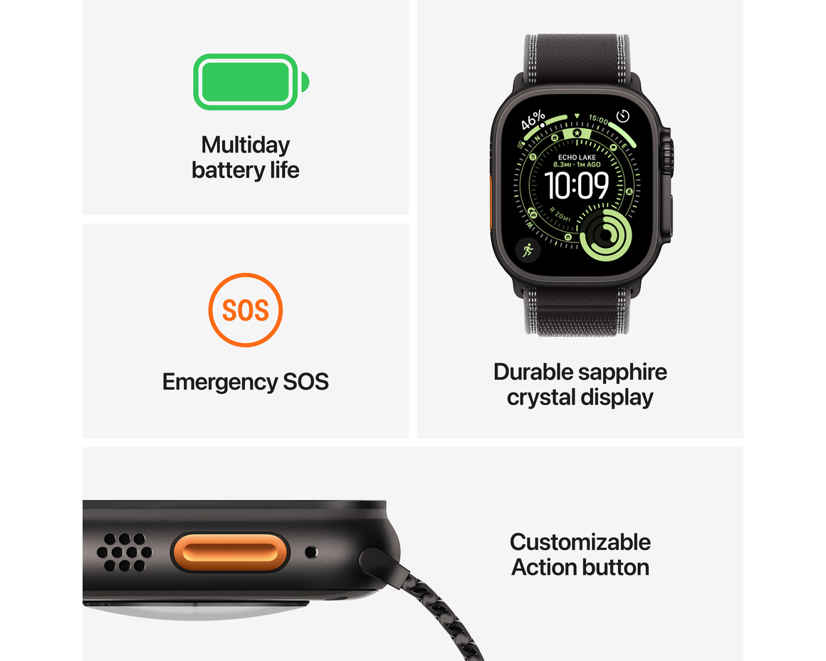 Apple Watch Ultra 3 GPS + Cellular 49mm med Milanese Loop Svart Medium