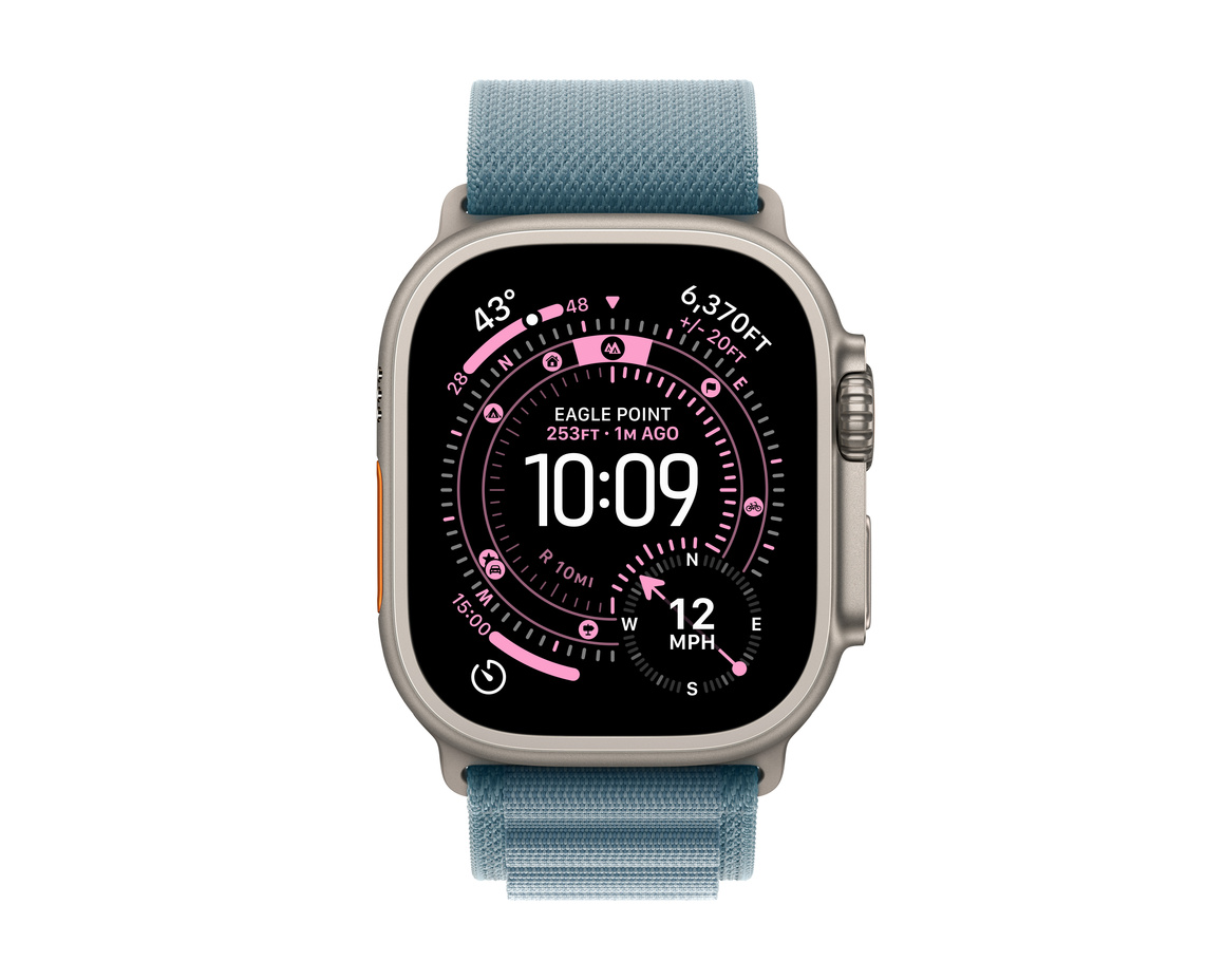 Apple Watch Ultra 3 GPS + Cellular 49mm med Ljusblå Bergsloop Small
