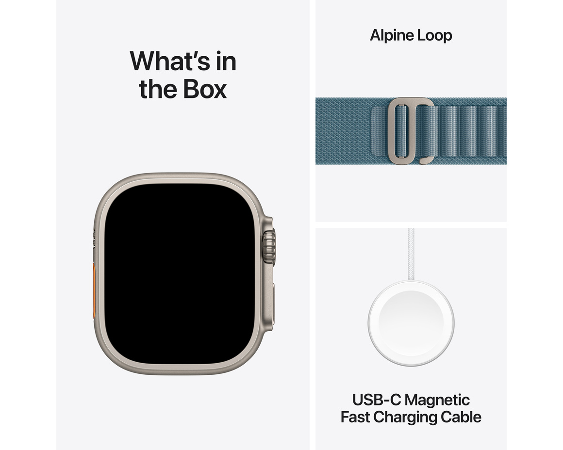 Apple Watch Ultra 3 GPS + Cellular 49mm med Ljusblå Bergsloop Small