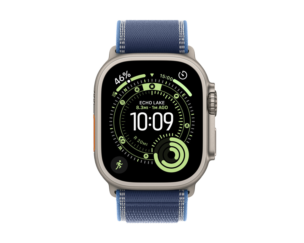 Apple Watch Ultra 3 GPS + Cellular 49mm med Blå/klarblå Terrängloop S/M