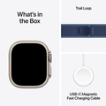 Apple Watch Ultra 3 GPS + Cellular 49mm med Blå/klarblå Terrängloop S/M