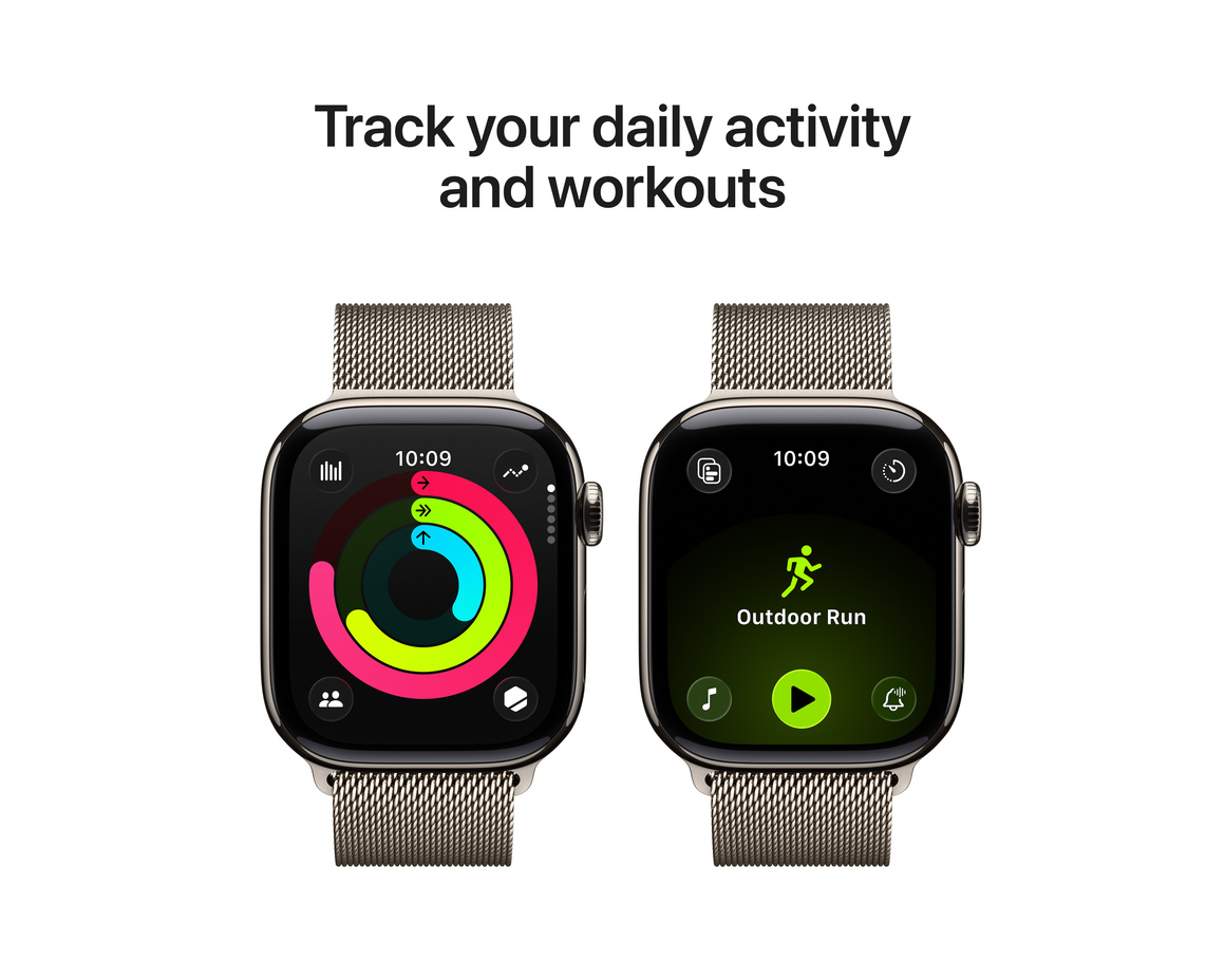 Apple Watch Series 11 Aluminium med Milanesisk Loop 46 mm Naturlig S/M