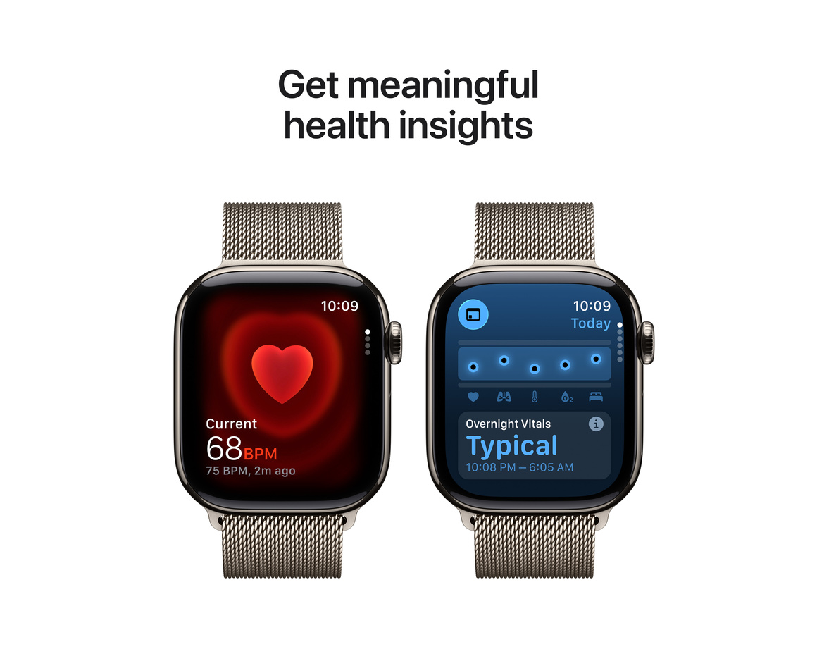 Apple Watch Series 11 Aluminium med Milanesisk Loop 46 mm Naturlig S/M