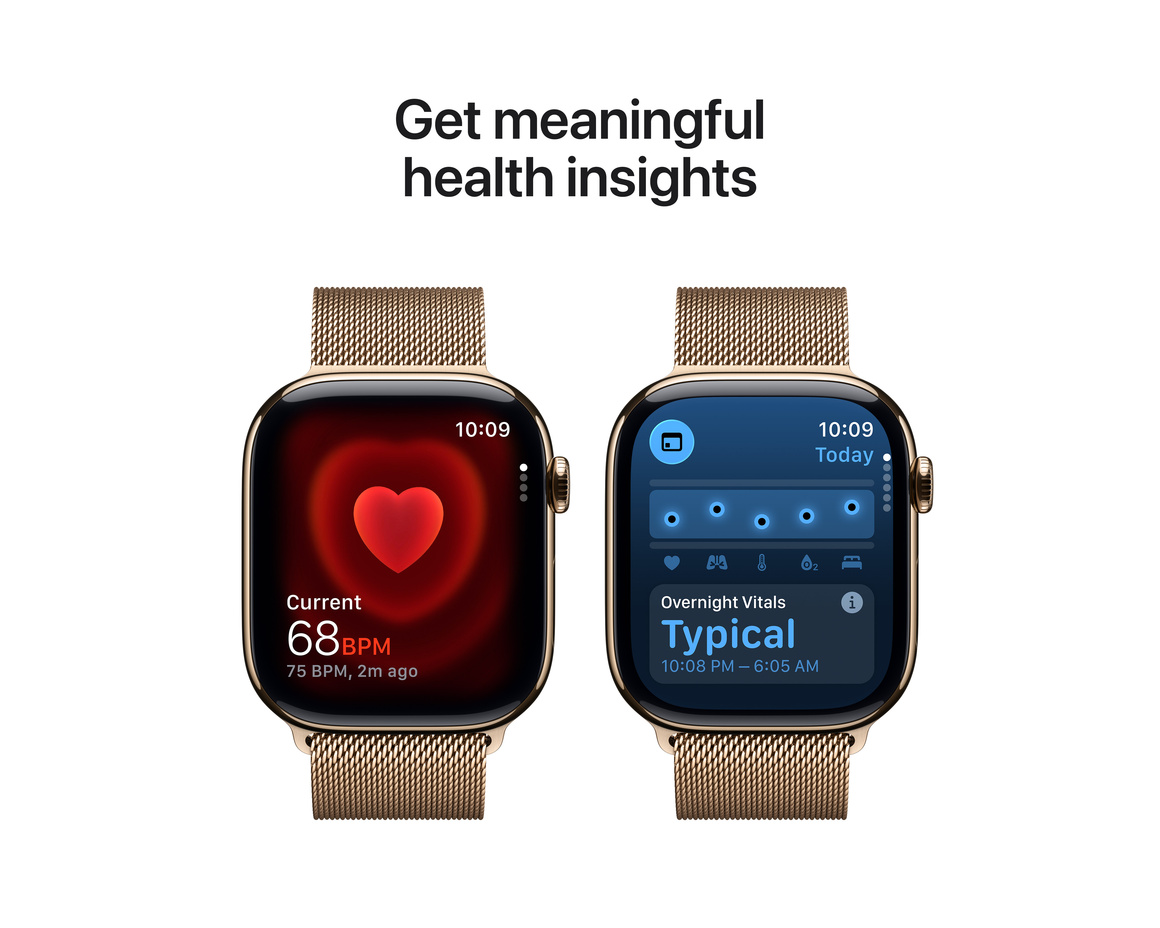 Apple Watch Series 11 Titan med Milanesisk Loop 46 mm Guld M/L