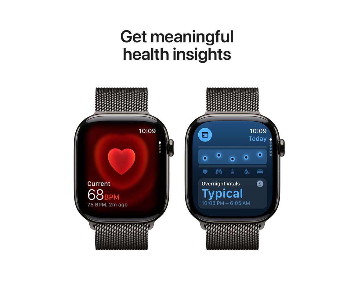 Apple Watch Series 11 Titan med Milanesisk Loop 42 mm Skiffer